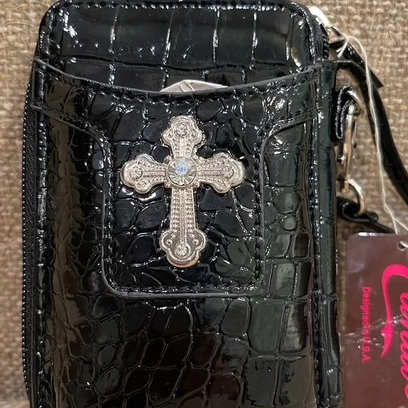 NWT Candie Black Crocodile Pattern Wallet/Wristlet - Picture 2 of 4